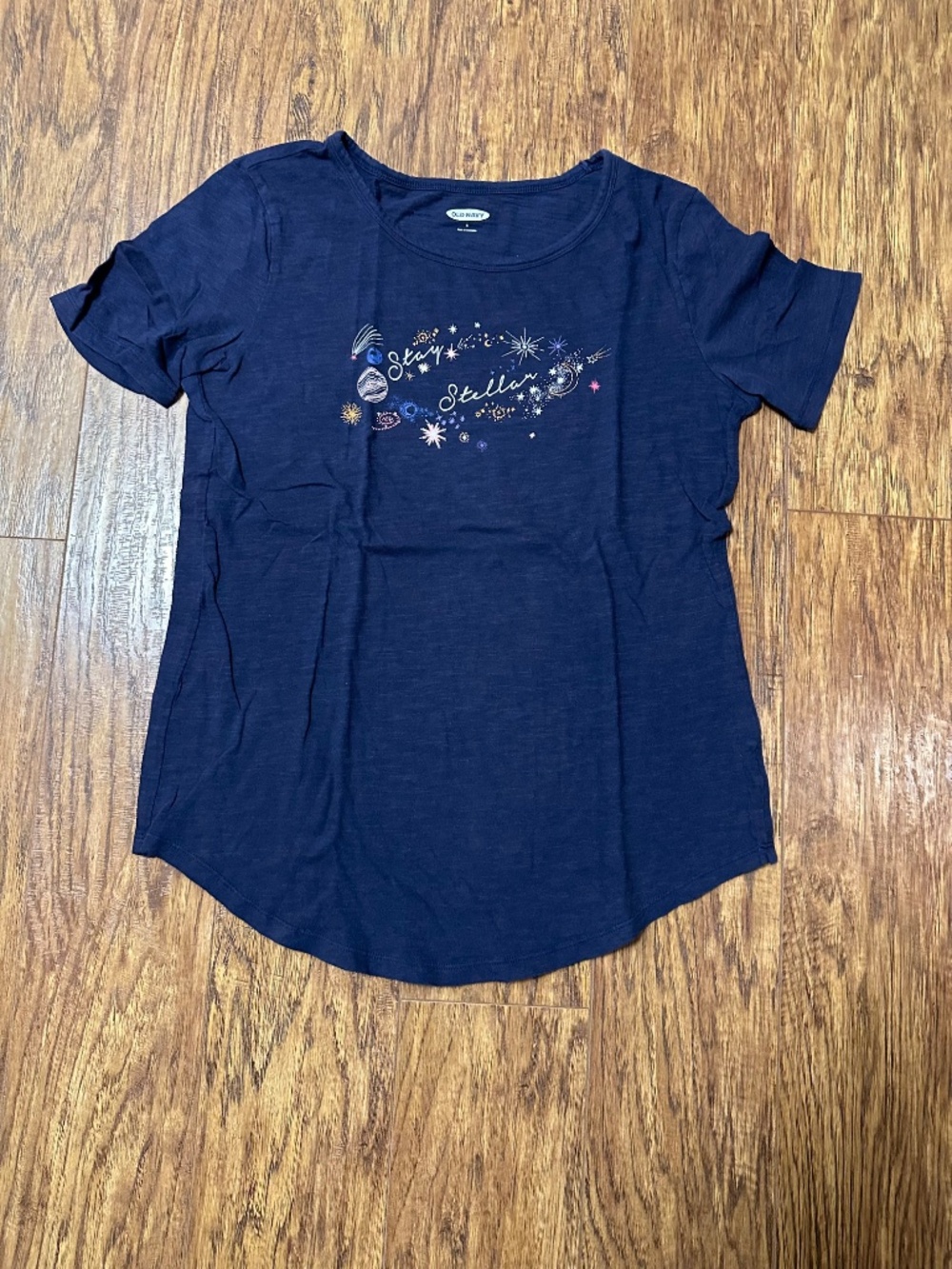 Old Navy Women's T-Shirt "Stay Stellar" Navy Blue Size Small